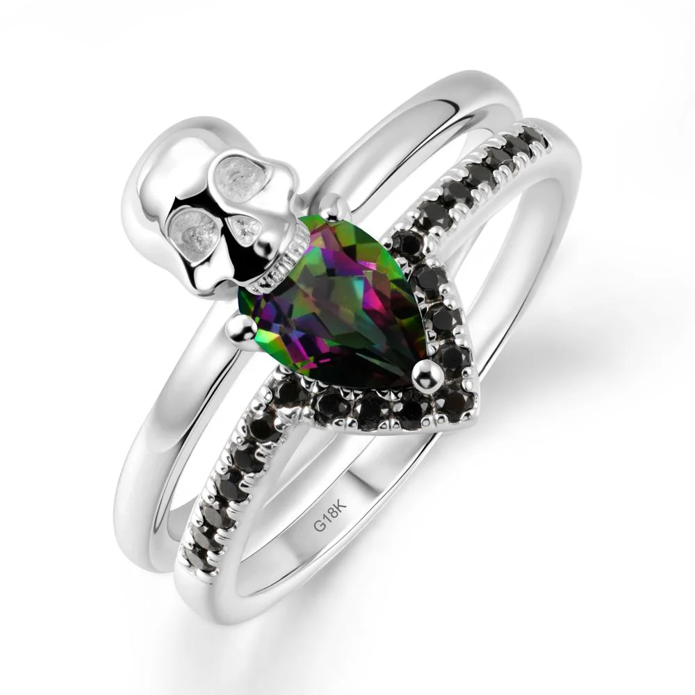Pear Shaped Mystic Topaz and Black Spinel Halloween Ring - Image 5