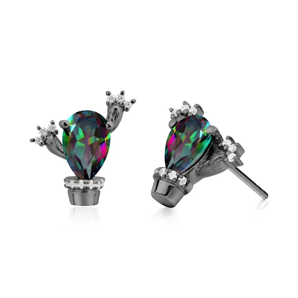 Pear Shaped Mystic Topaz Cactus Stud Earrings - Image 6