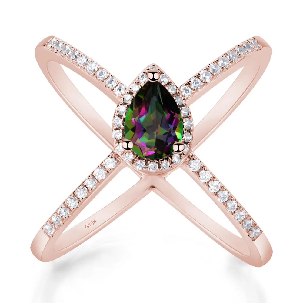 Pear Shaped Mystic Topaz Criss Cross Ring - Image 2