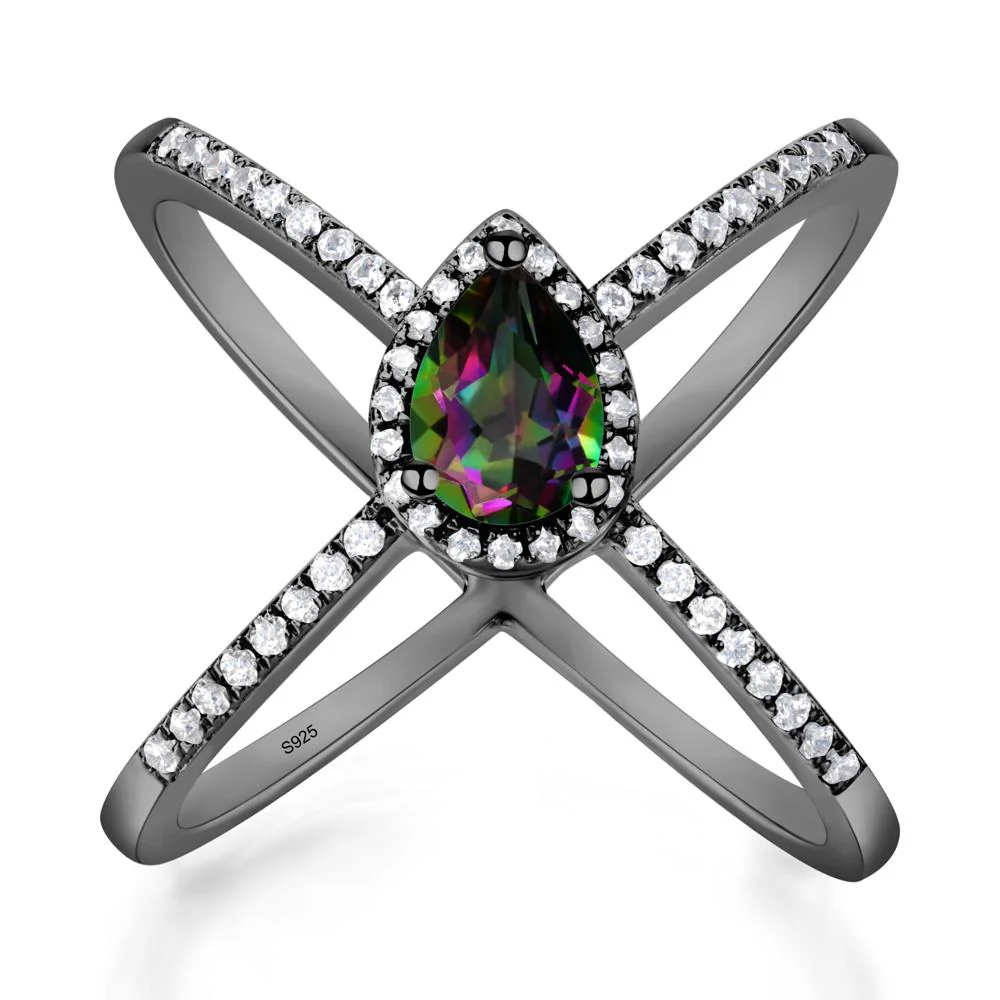 Pear Shaped Mystic Topaz Criss Cross Ring - Image 5
