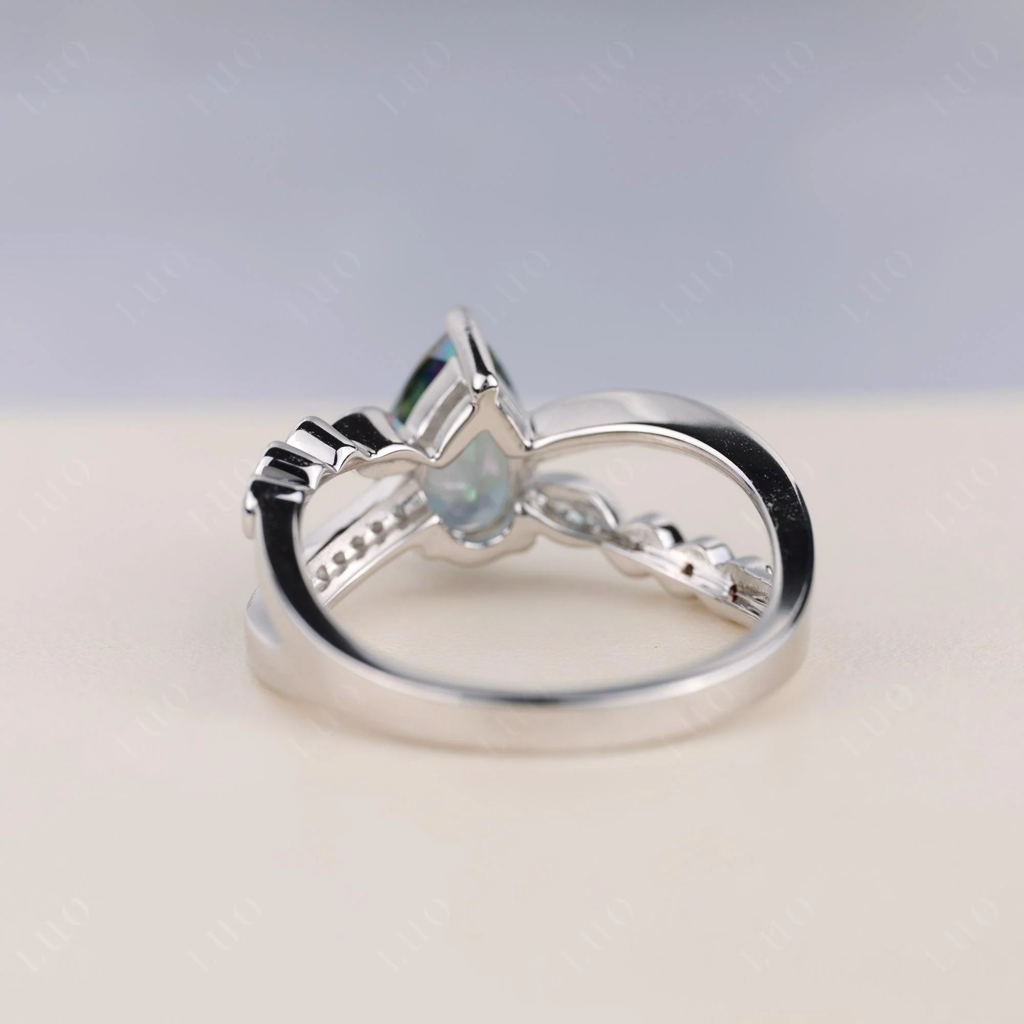 Pear Shaped Mystic Topaz Crossover Ring - Image 4