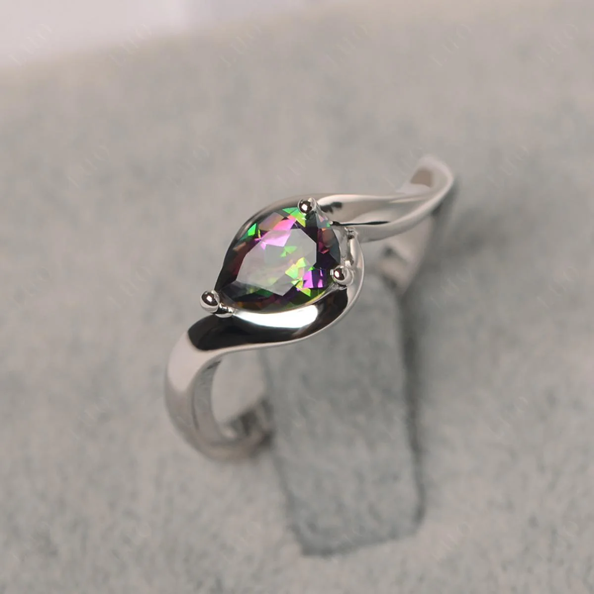 Mystic Topaz Pear Solitaire Ring - Image 10