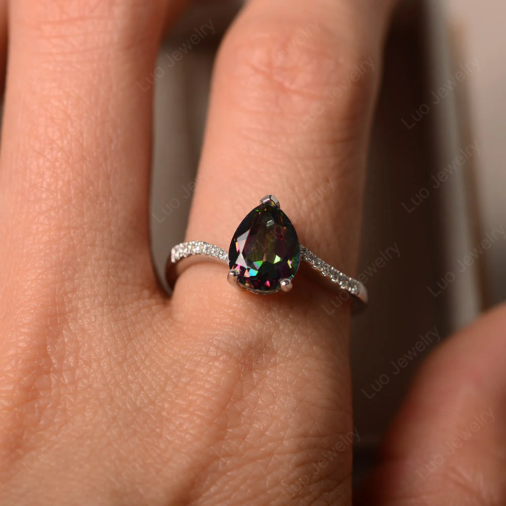 Pear Shaped Mystic Topaz Bypass Ring - Image 4