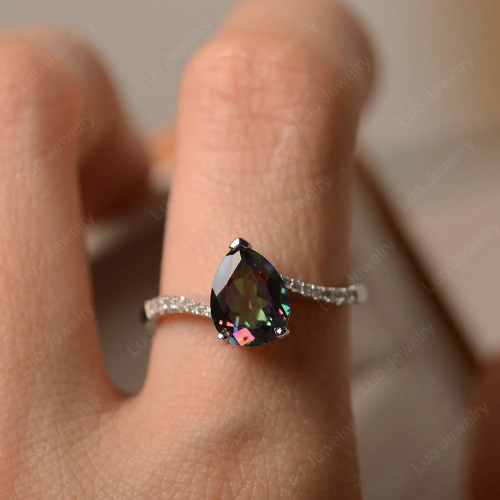 Pear Shaped Mystic Topaz Bypass Ring - Image 5