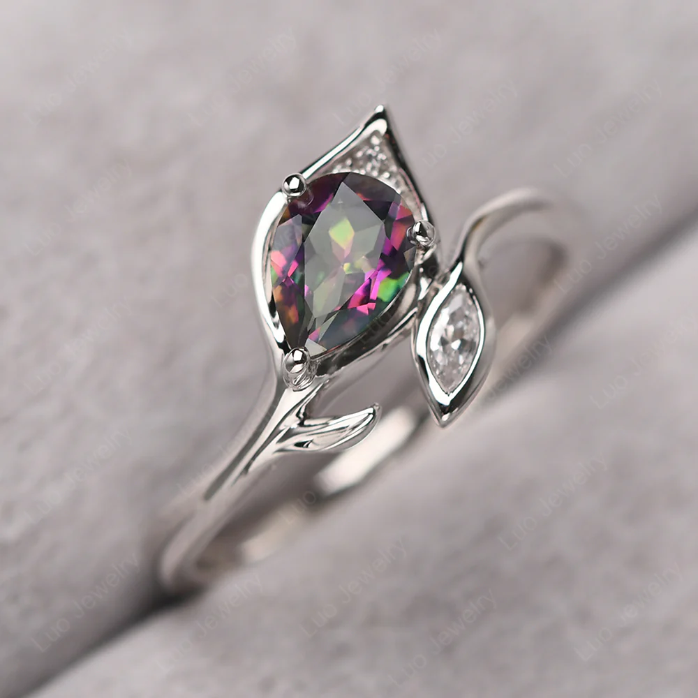 Mystic Topaz Leaf Design Ring - Image 2