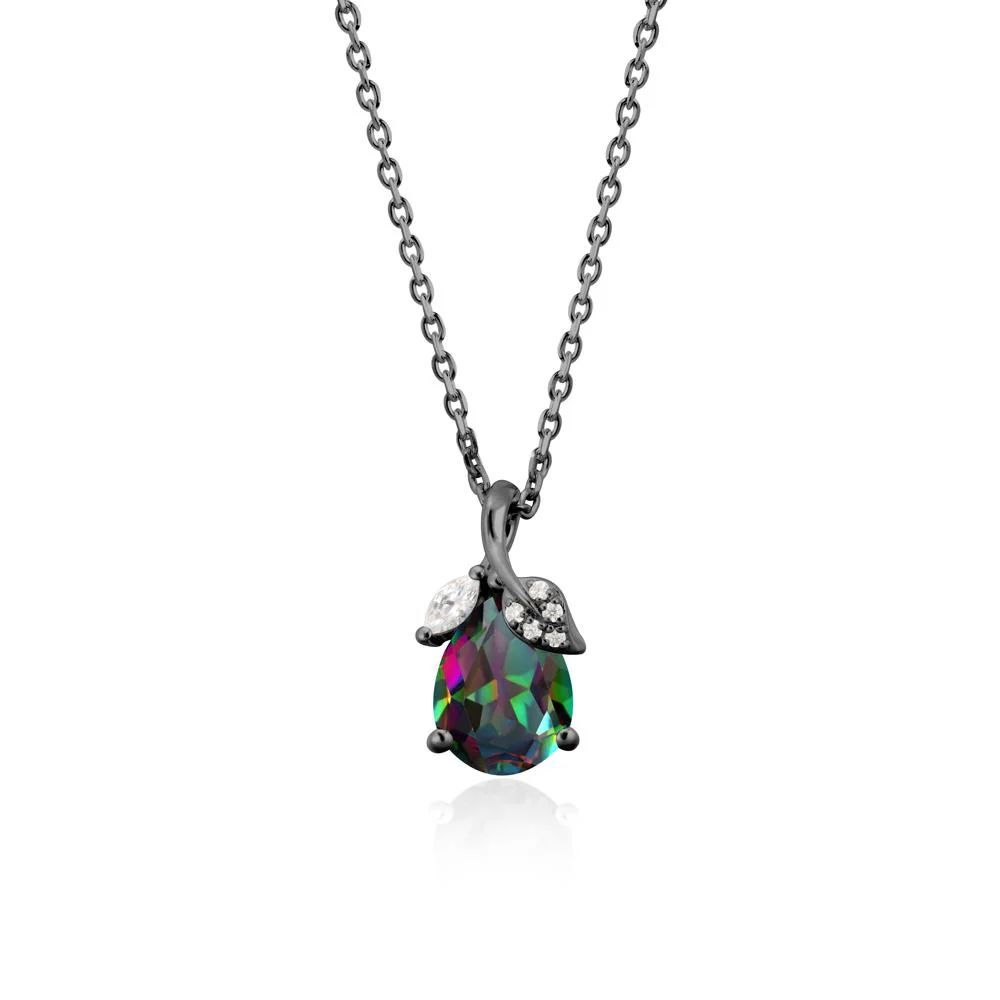 Pear Shaped Mystic Topaz Leaf Pendant Necklace - Image 7
