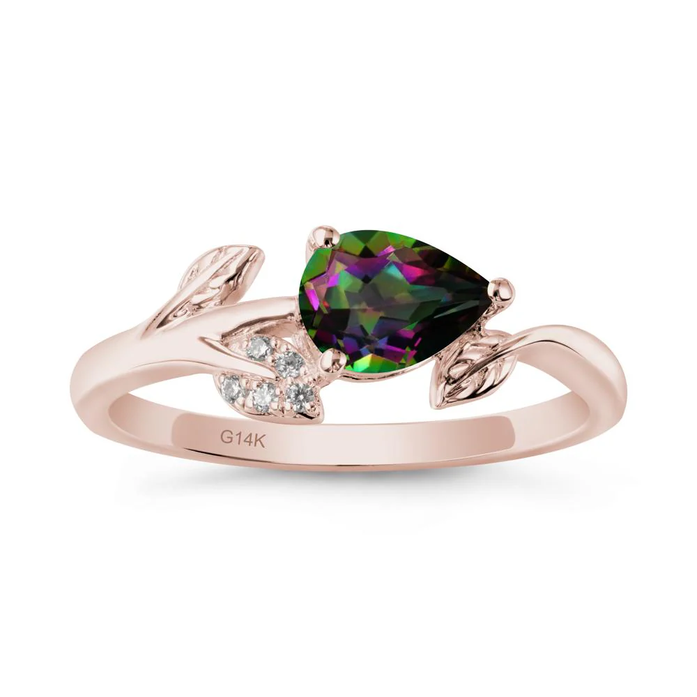 Pear Shaped Mystic Topaz Leaf Ring - Image 2