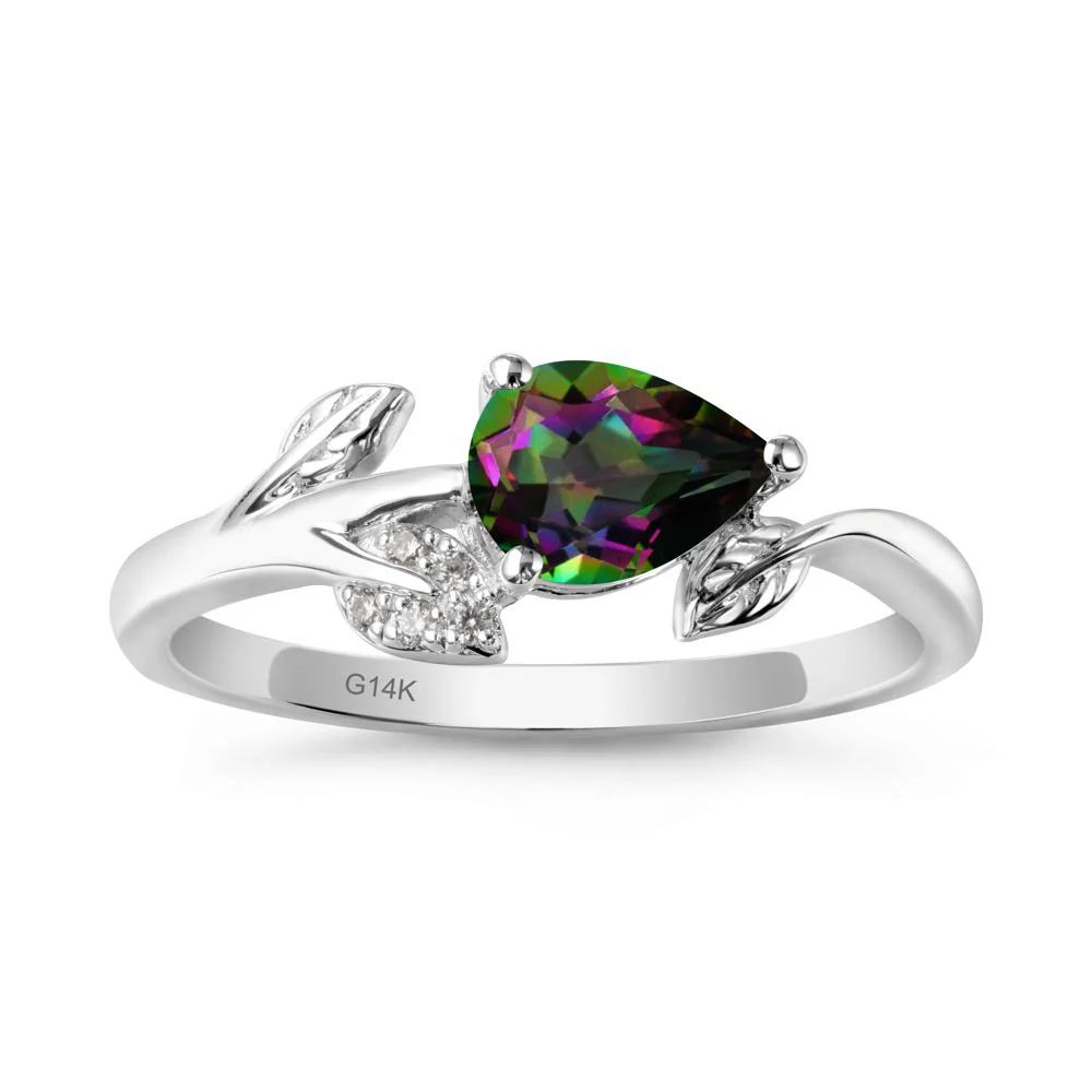 Pear Shaped Mystic Topaz Leaf Ring - Image 3