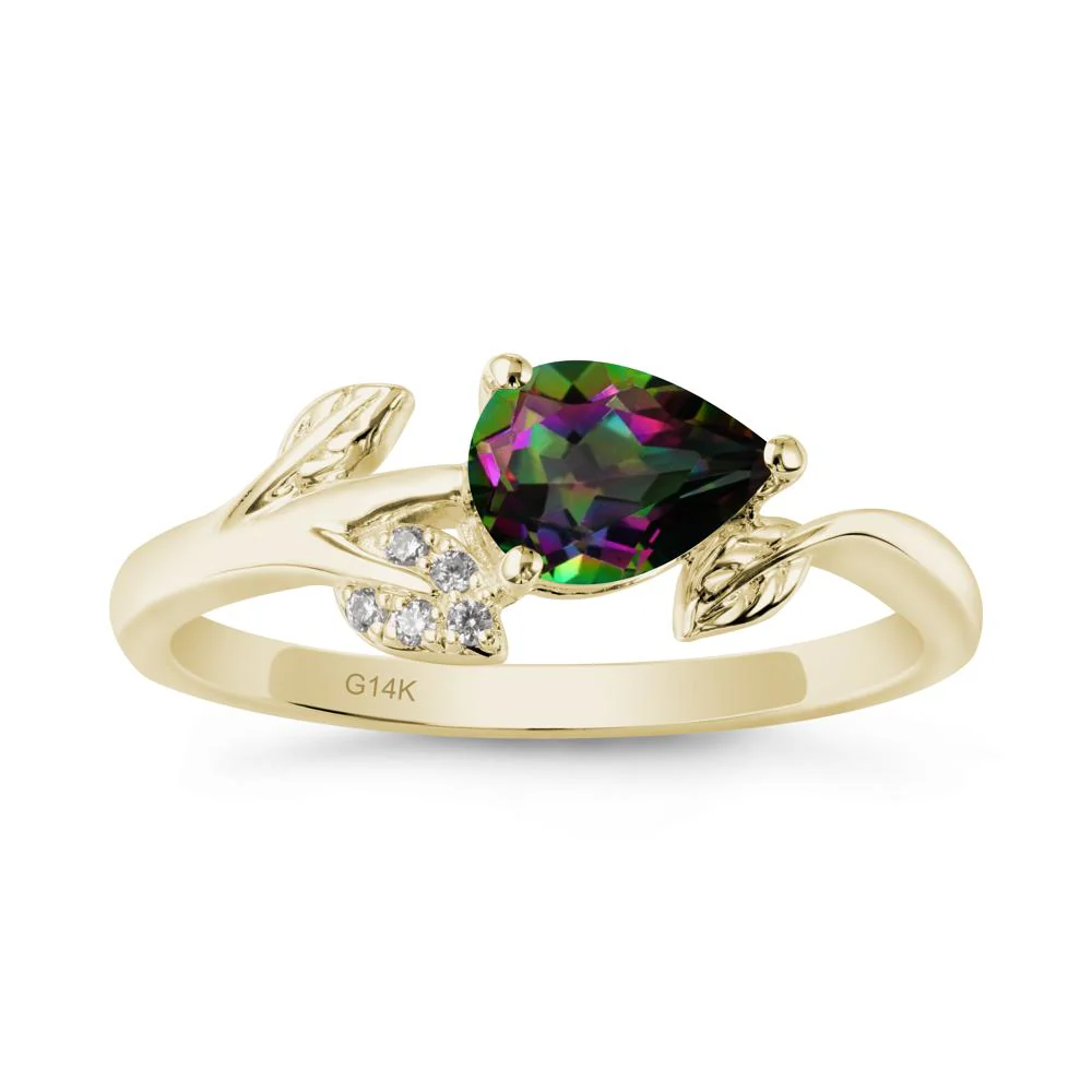 Pear Shaped Mystic Topaz Leaf Ring - Image 4