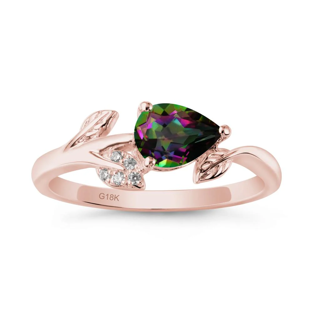 Pear Shaped Mystic Topaz Leaf Ring - Image 5