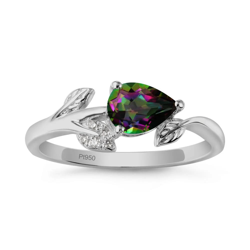 Pear Shaped Mystic Topaz Leaf Ring - Image 8