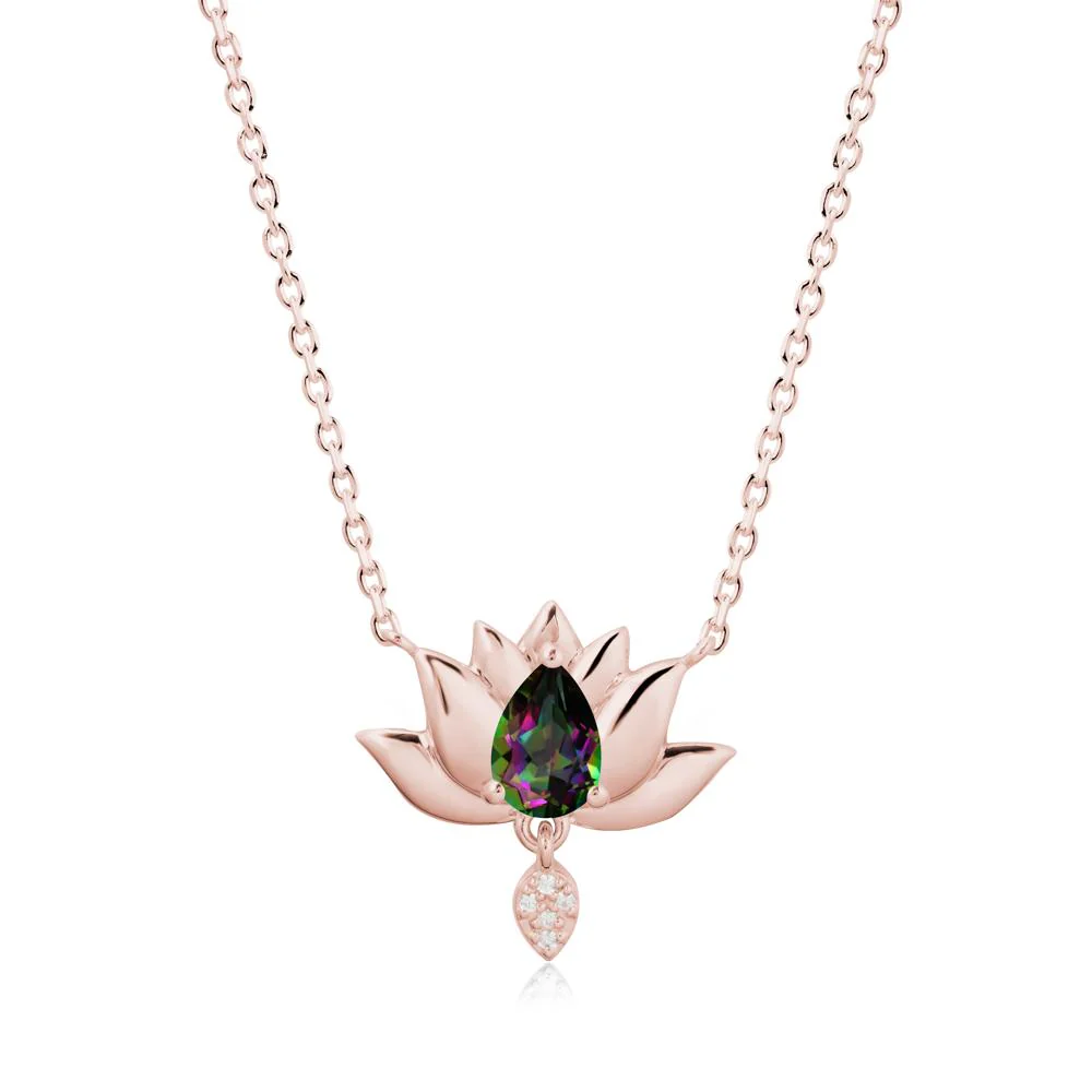 Pear Shaped Mystic Topaz Lotus Flower Pendant - Image 4
