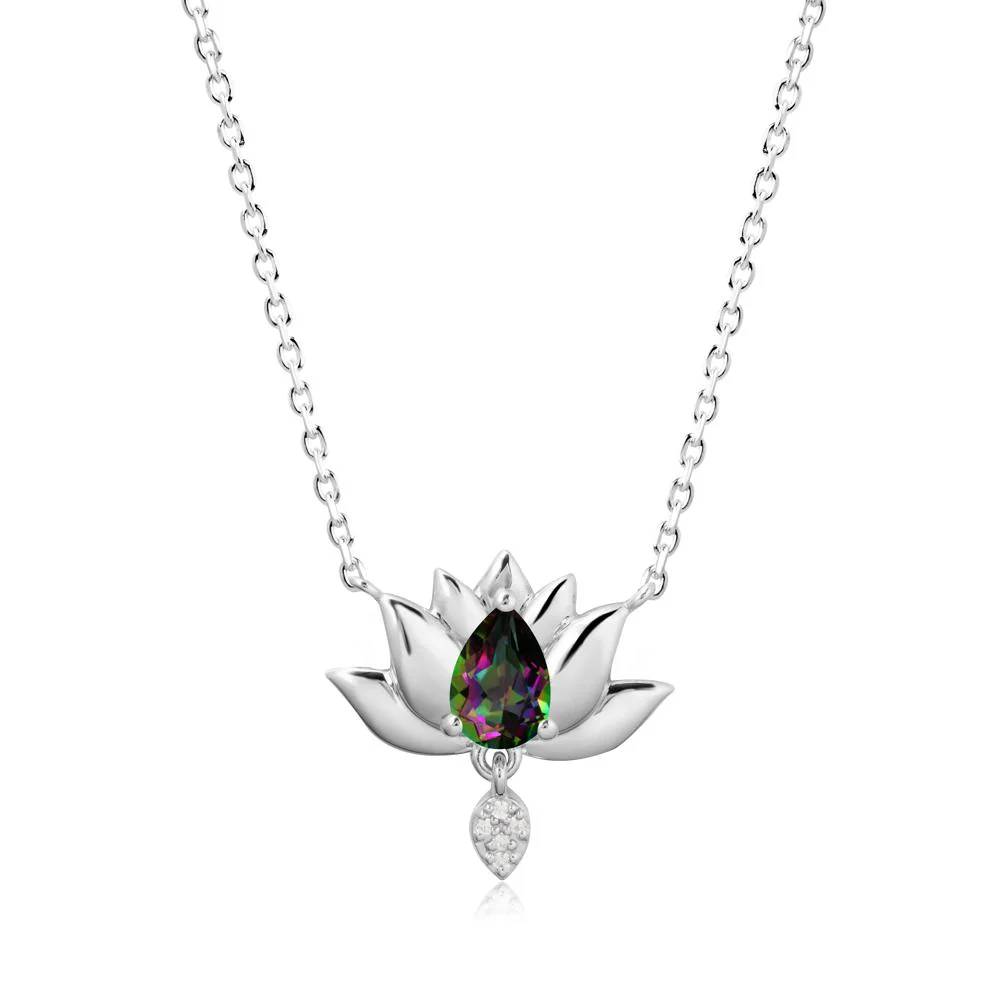 Pear Shaped Mystic Topaz Lotus Flower Pendant - Image 9