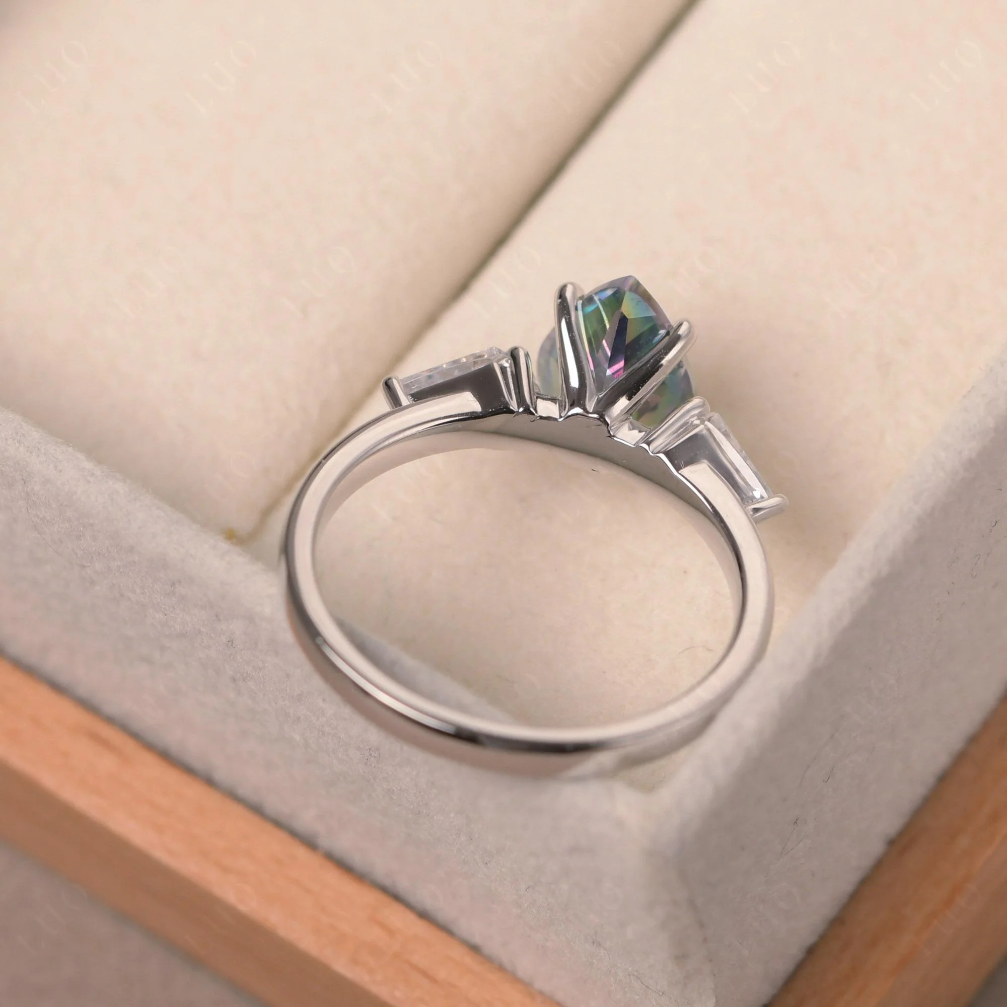 Mystic Topaz Pear Three Stone Ring - Image 3