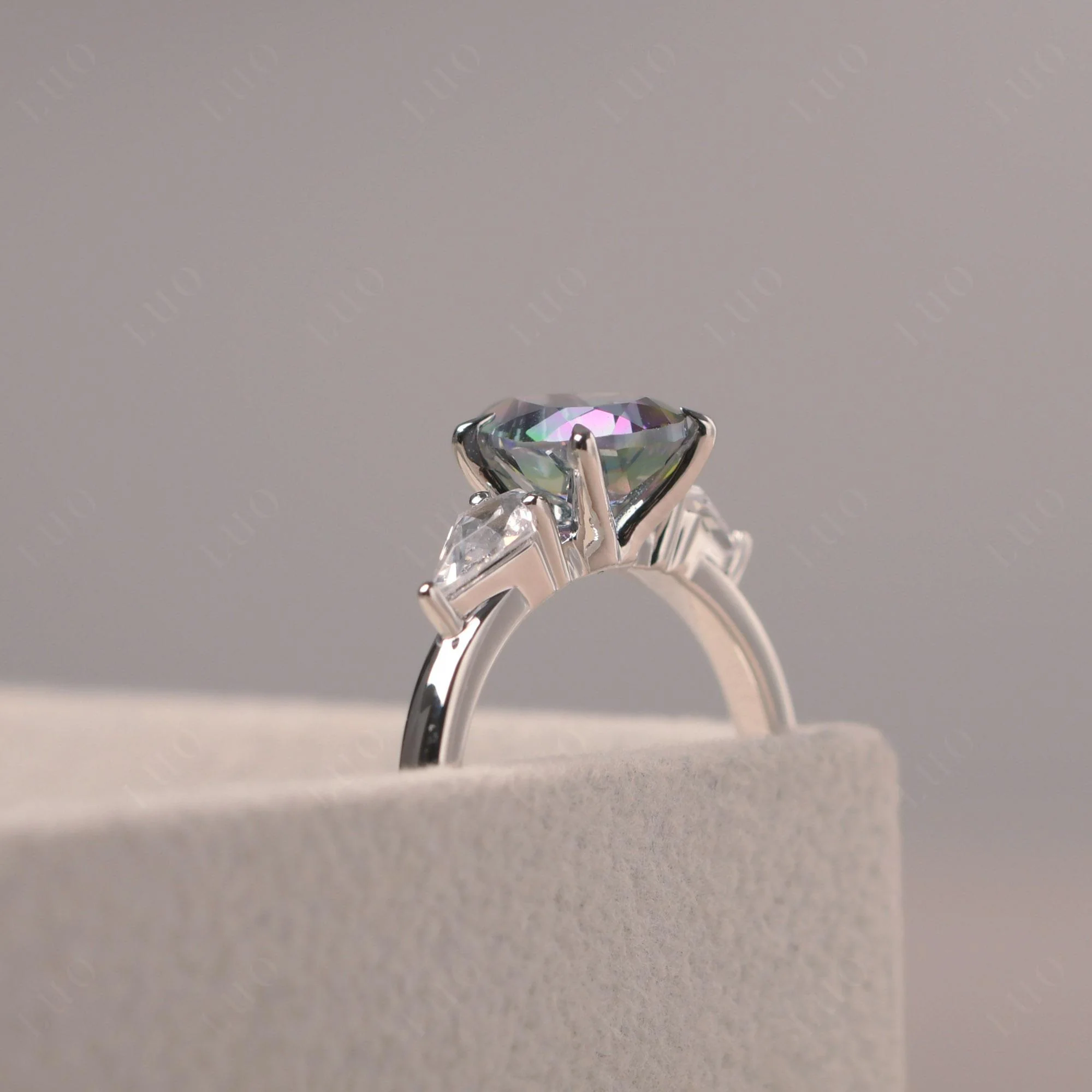 Mystic Topaz Pear Three Stone Ring - Image 4