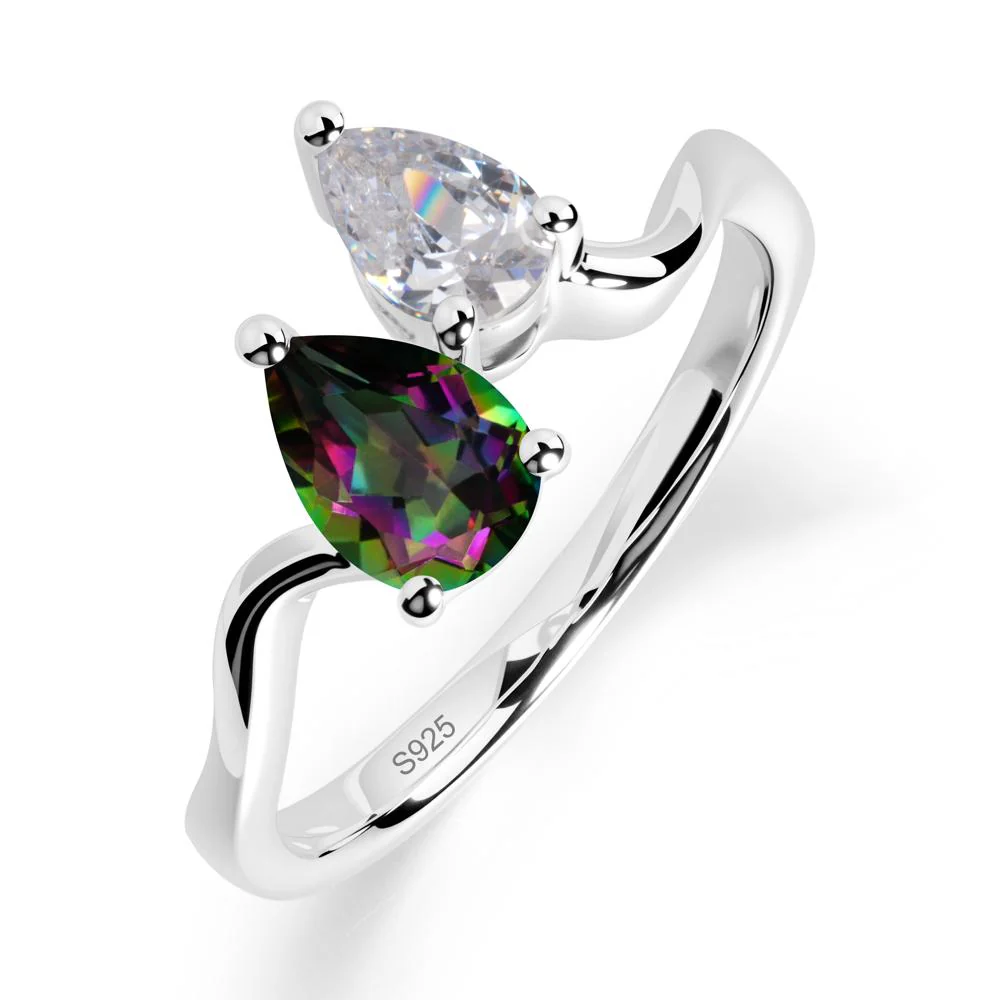 Pear Shaped Mystic Topaz Toi Et Moi Ring - Image 3