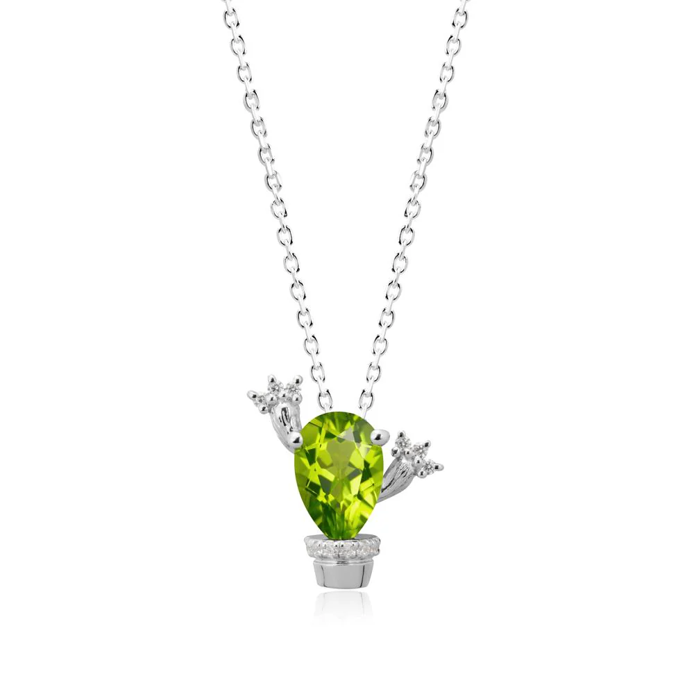 Pear Shaped Peridot Cactus Pendant - Image 3