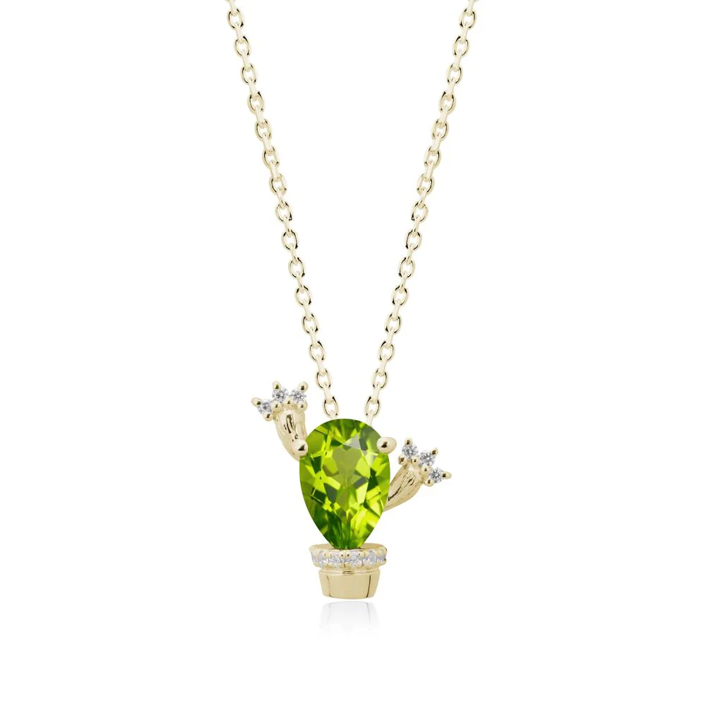 Pear Shaped Peridot Cactus Pendant - Image 4