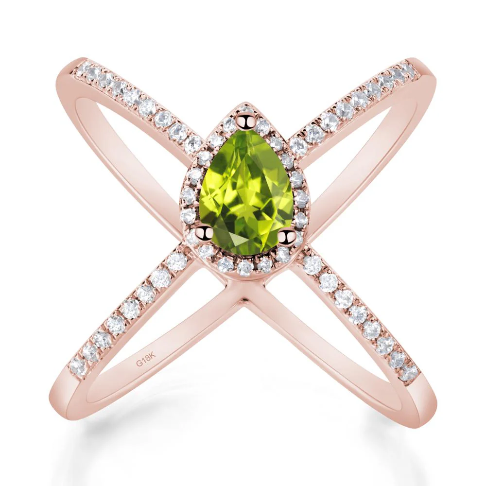 Pear Shaped Peridot Criss Cross Ring - Image 5