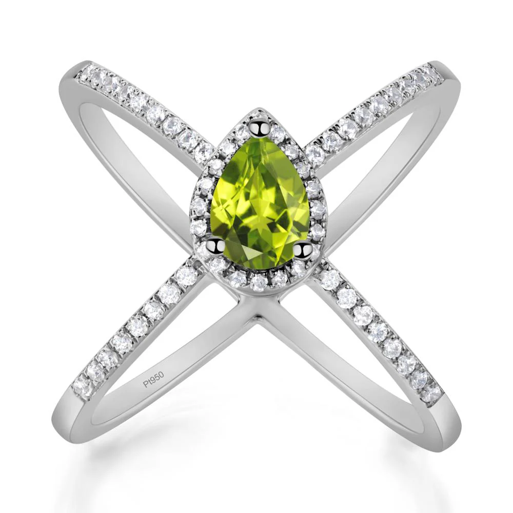 Pear Shaped Peridot Criss Cross Ring - Image 7