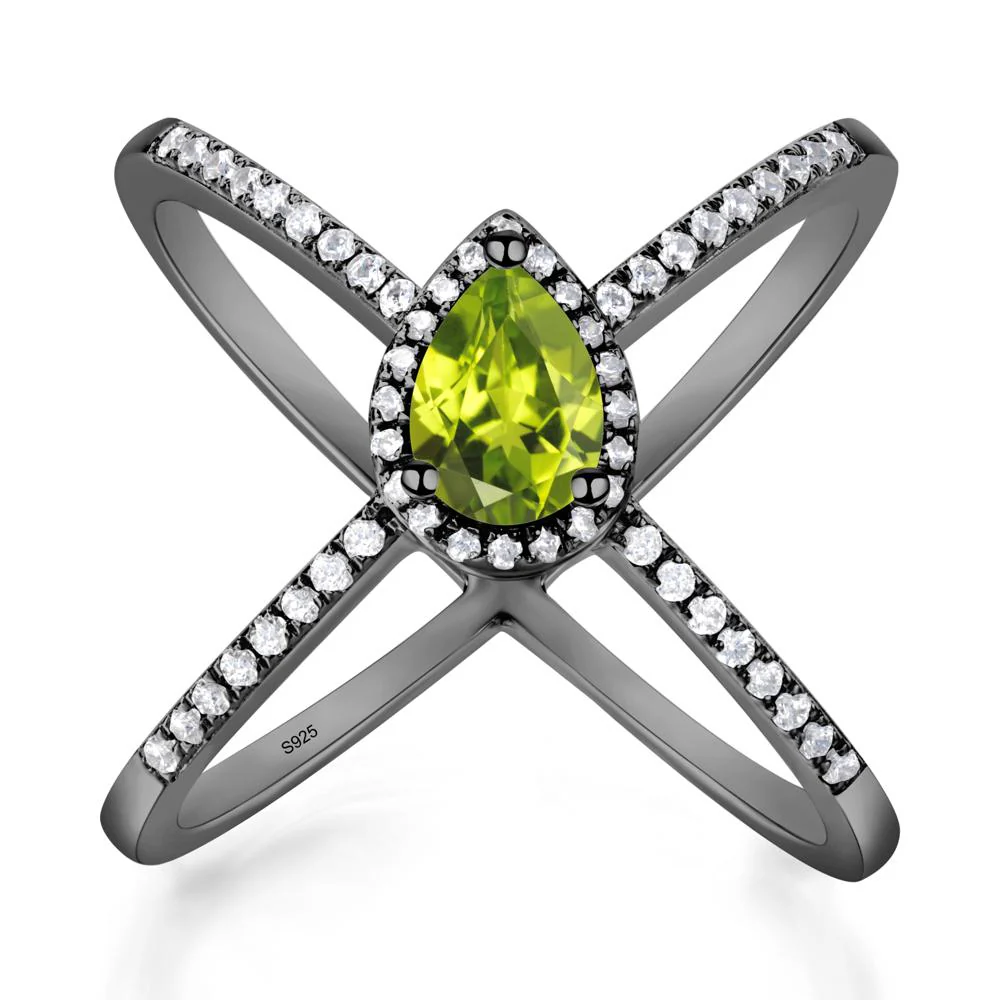 Pear Shaped Peridot Criss Cross Ring - Image 8