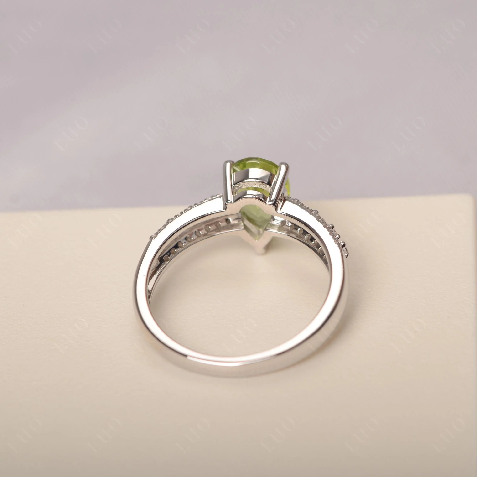 Peridot Pear Shaped Promise Ring - Image 3