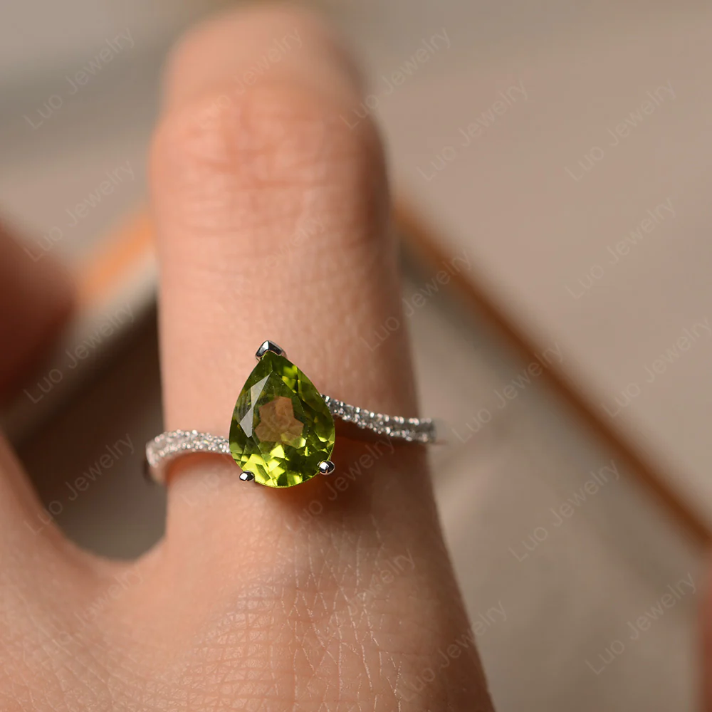 Pear Shaped Peridot Bypass Ring - Image 5