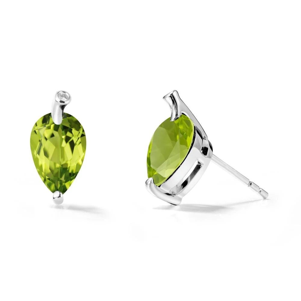 Pear Shaped Peridot Leaf Earrings - Image 3