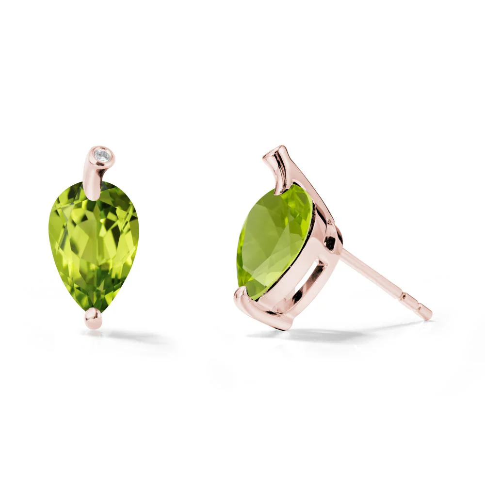 Pear Shaped Peridot Leaf Earrings - Image 4