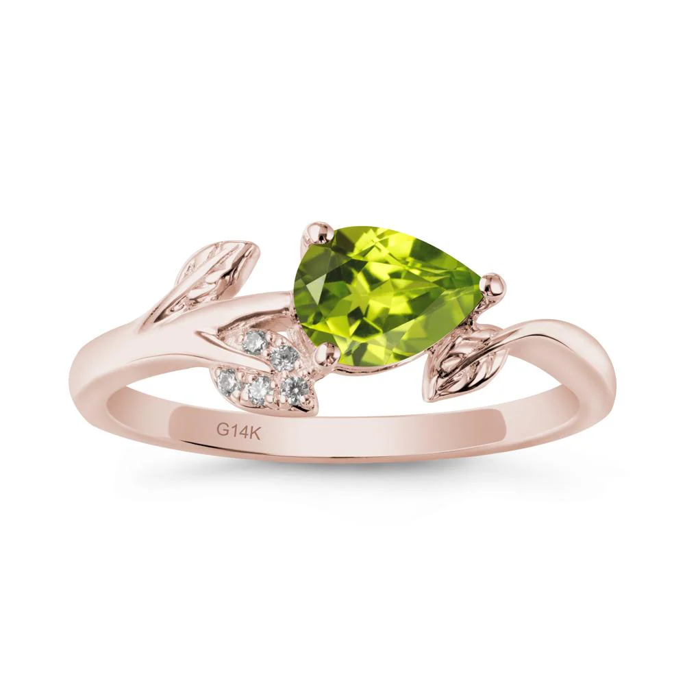 Pear Shaped Peridot Leaf Ring - Image 2