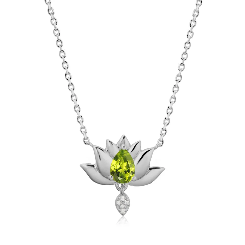 Pear Shaped Peridot Lotus Flower Pendant - Image 8