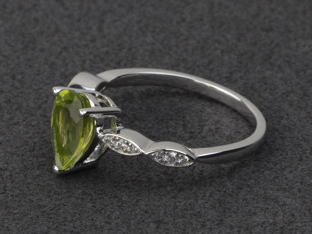 Peridot Pear Shaped Engagement Ring - Image 2