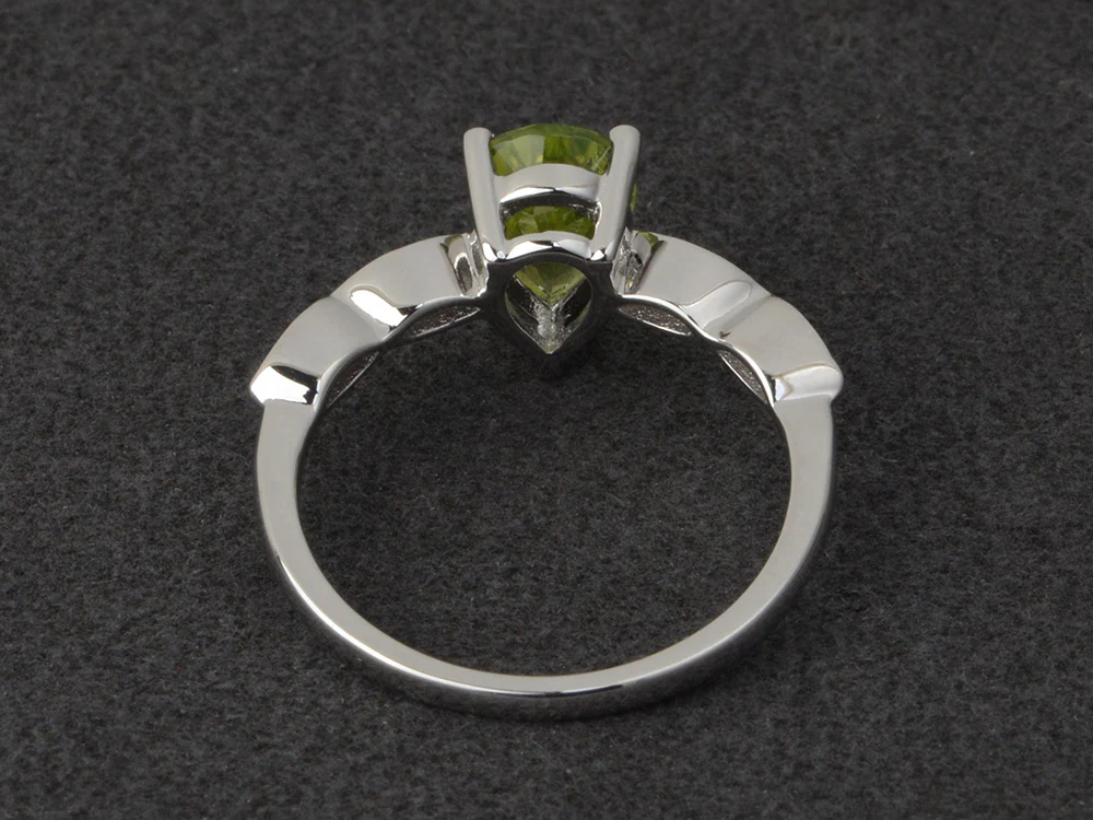 Peridot Pear Shaped Engagement Ring - Image 3