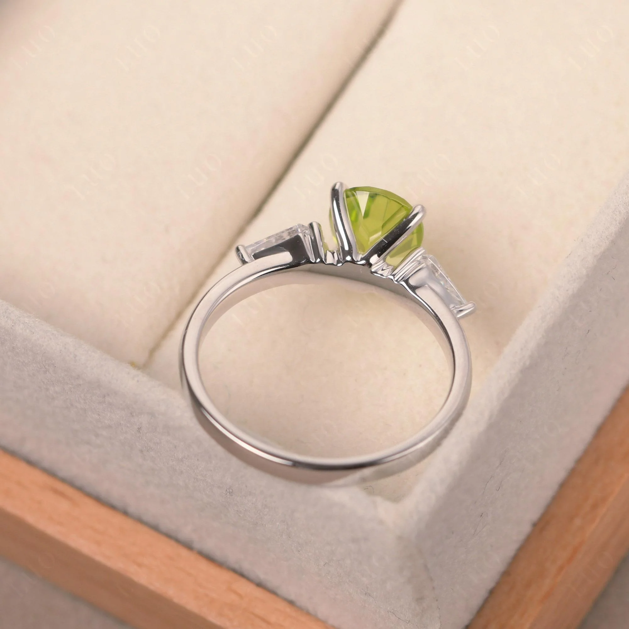 Peridot Pear Three Stone Ring - Image 3