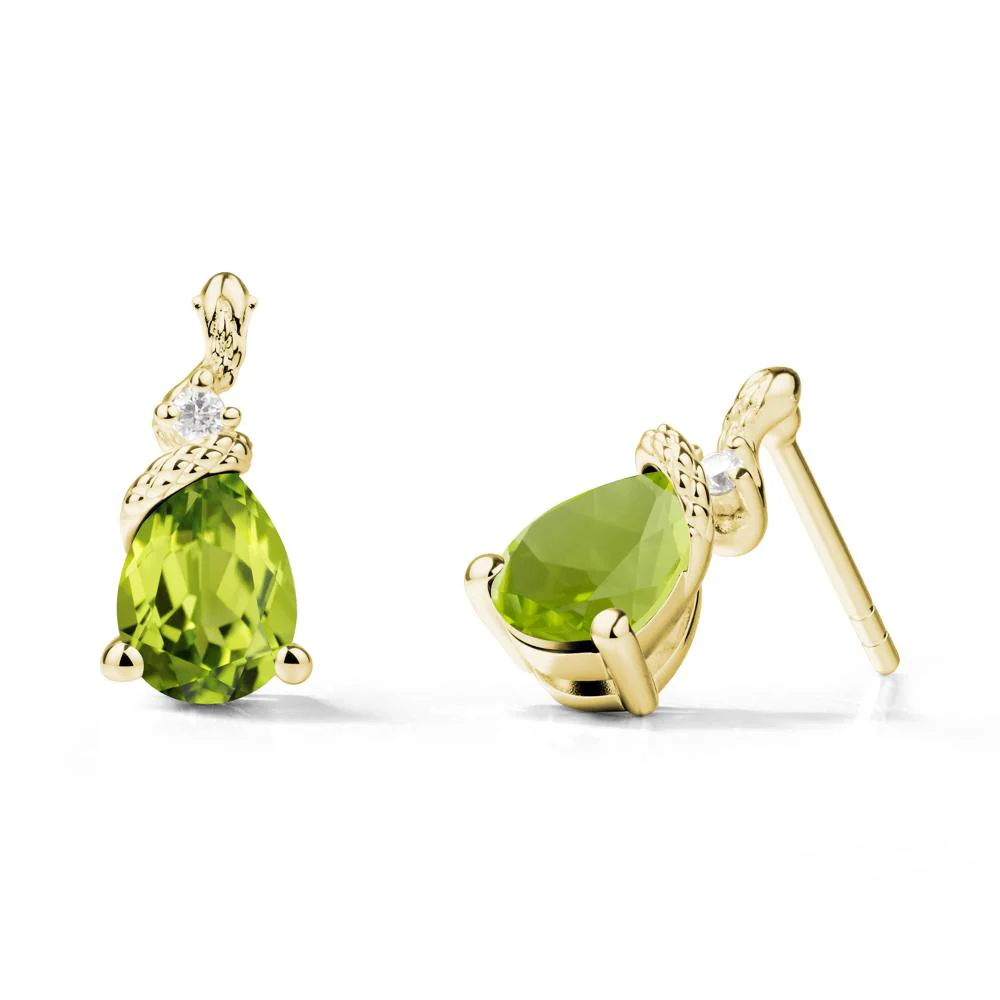 Pear Shaped Peridot Stud Snake Earrings - Image 7