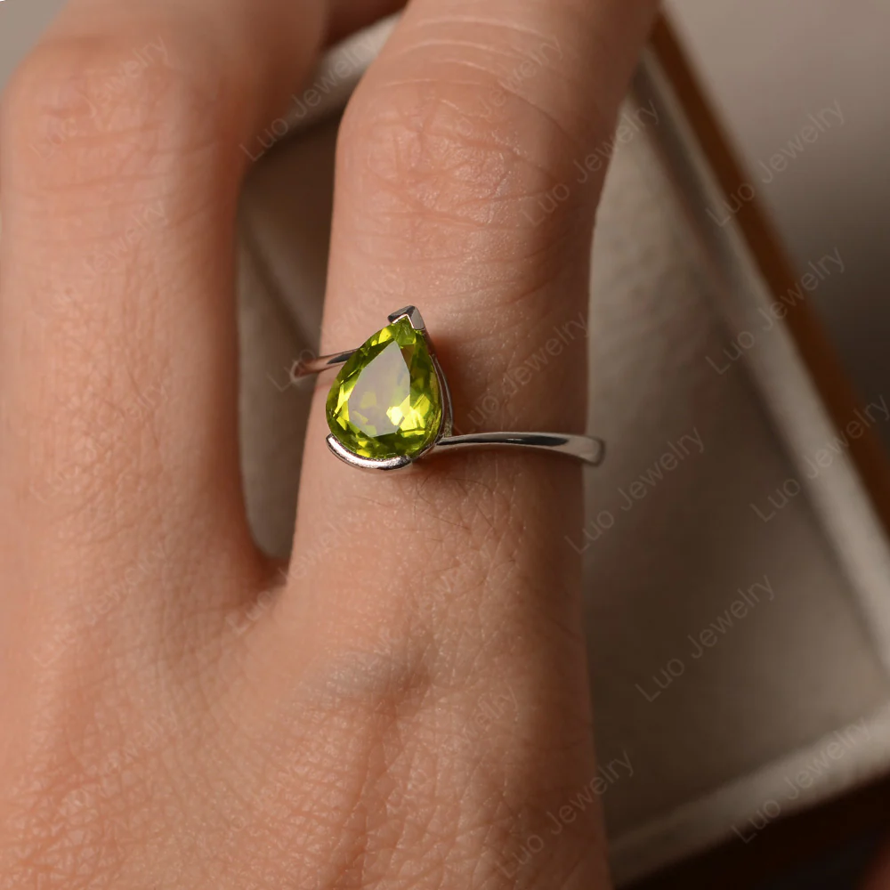 Peridot Pear Bypass Ring - Image 2