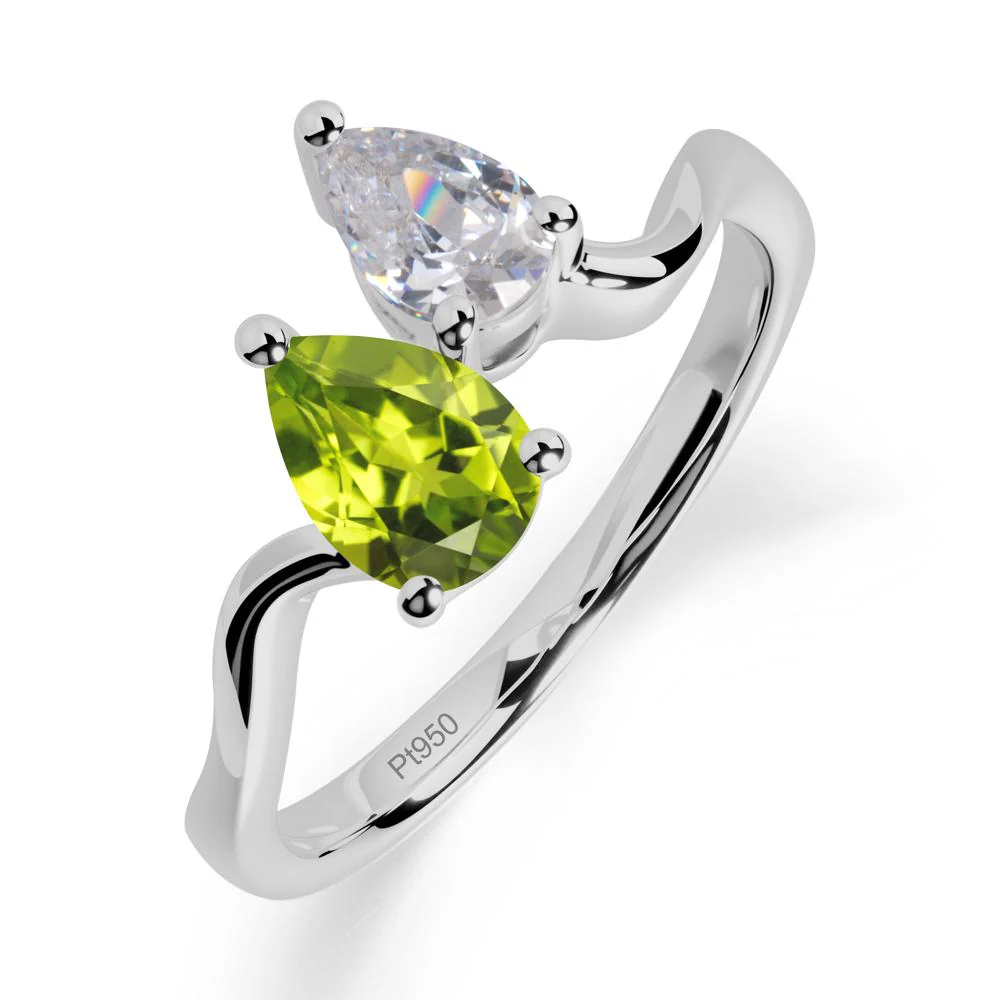 Pear Shaped Peridot Toi Et Moi Ring - Image 4