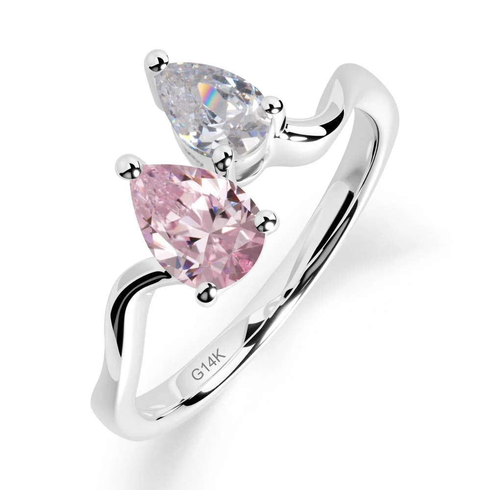 Pear Shaped Pink Cubic Zirconia Toi Et Moi Ring - Image 5