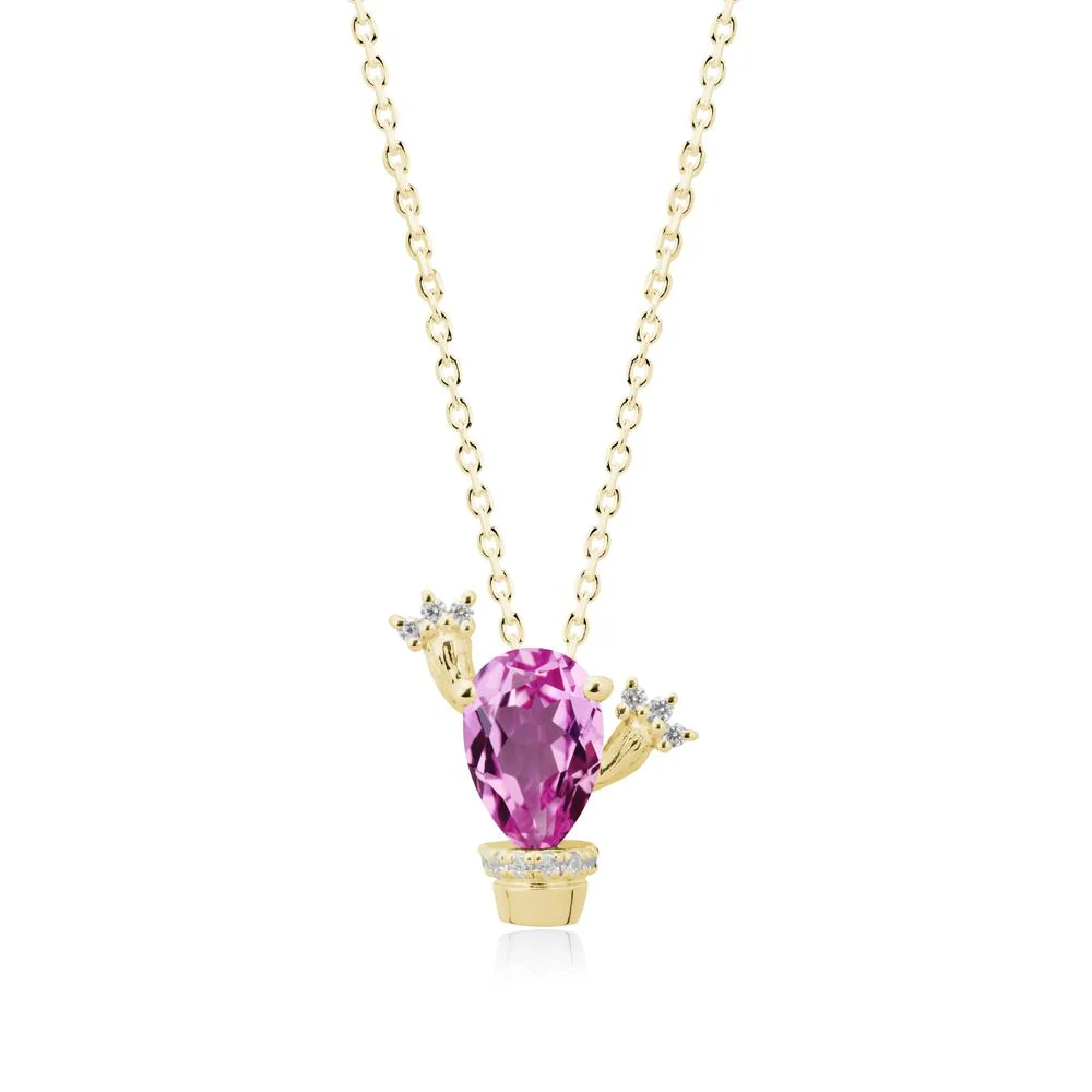 Pear Shaped Pink Sapphire Cactus Pendant - Image 6