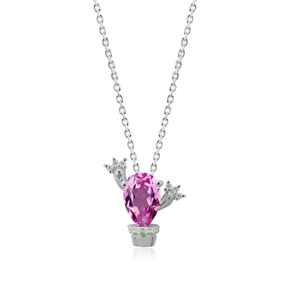 Pear Shaped Pink Sapphire Cactus Pendant - Image 8