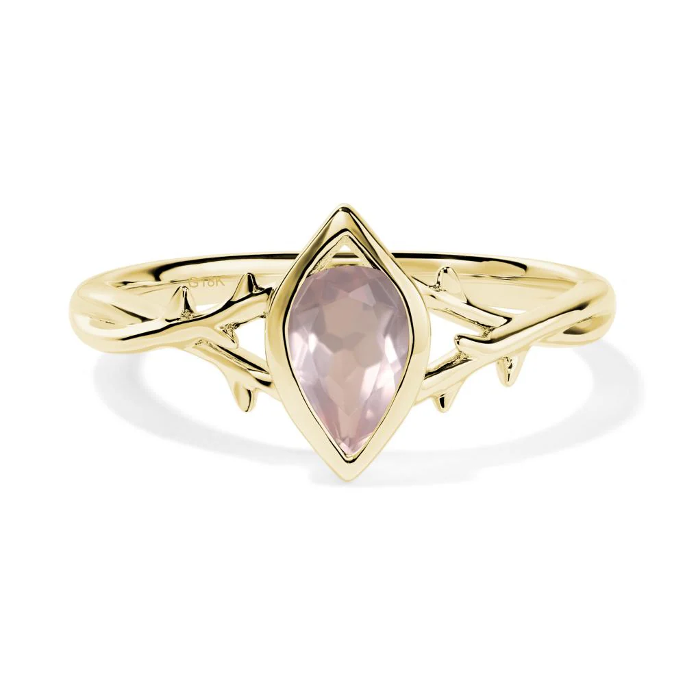 Rose Quartz Twig Bezel Set Ring