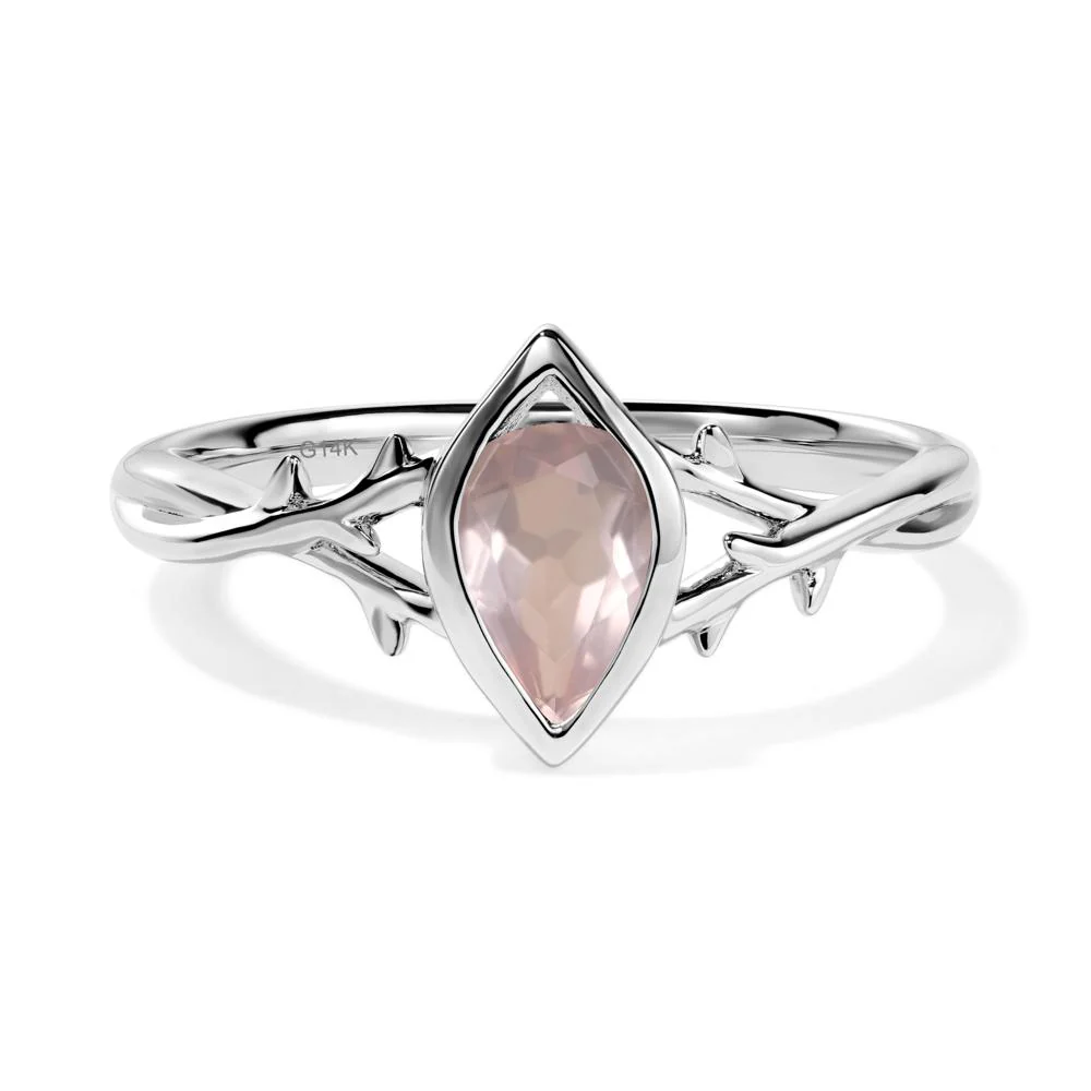 Rose Quartz Twig Bezel Set Ring - Image 2