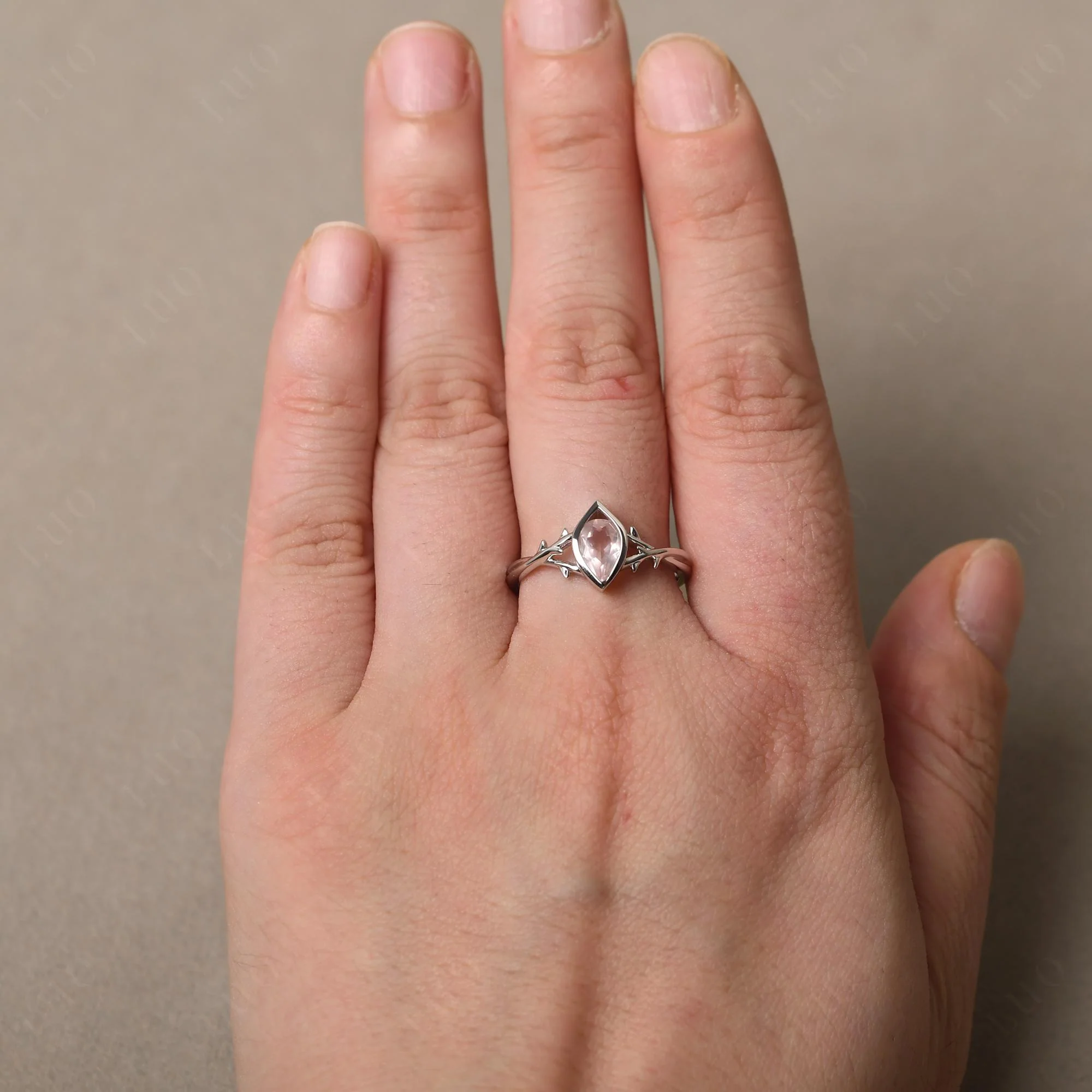Rose Quartz Twig Bezel Set Ring - Image 33