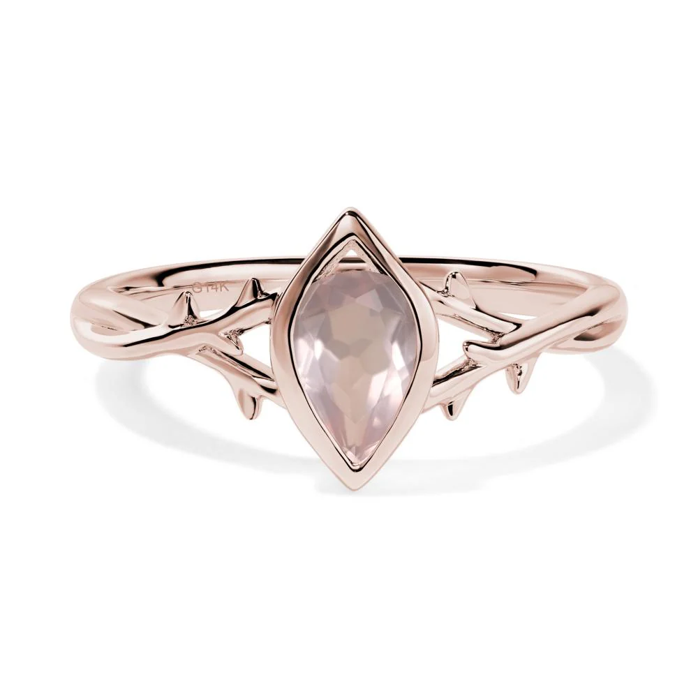 Rose Quartz Twig Bezel Set Ring - Image 6