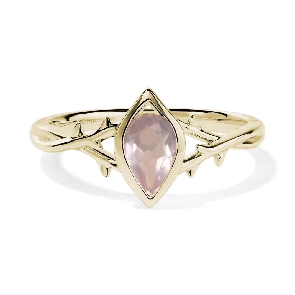 Rose Quartz Twig Bezel Set Ring - Image 8