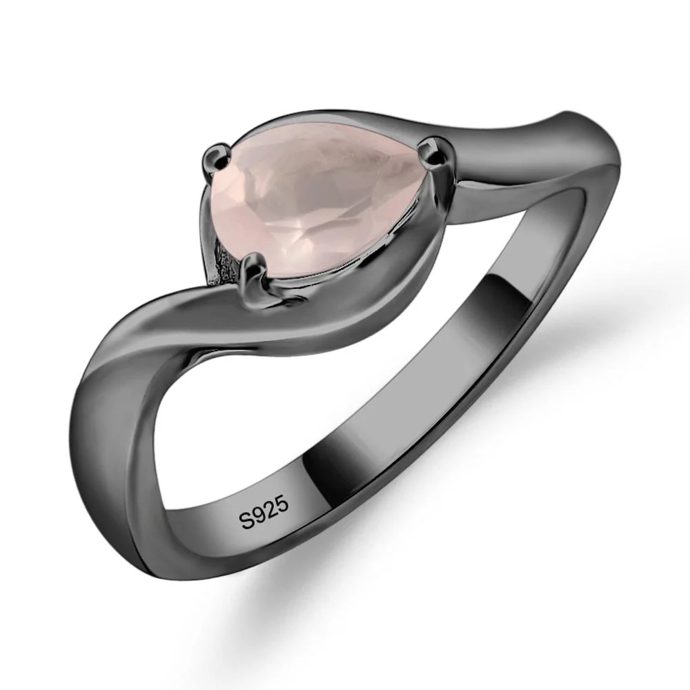 Rose Quartz Pear Solitaire Ring