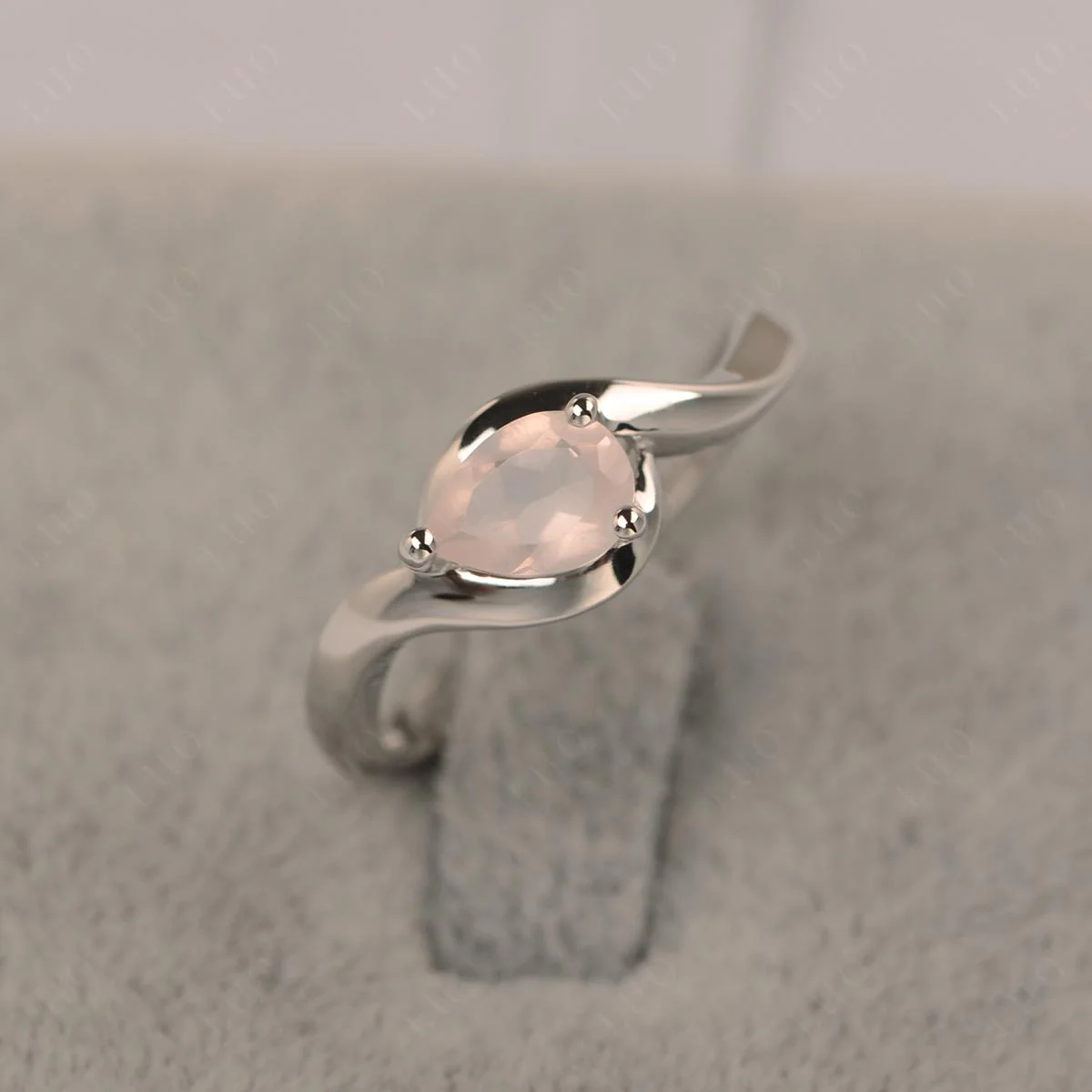 Rose Quartz Pear Solitaire Ring - Image 10