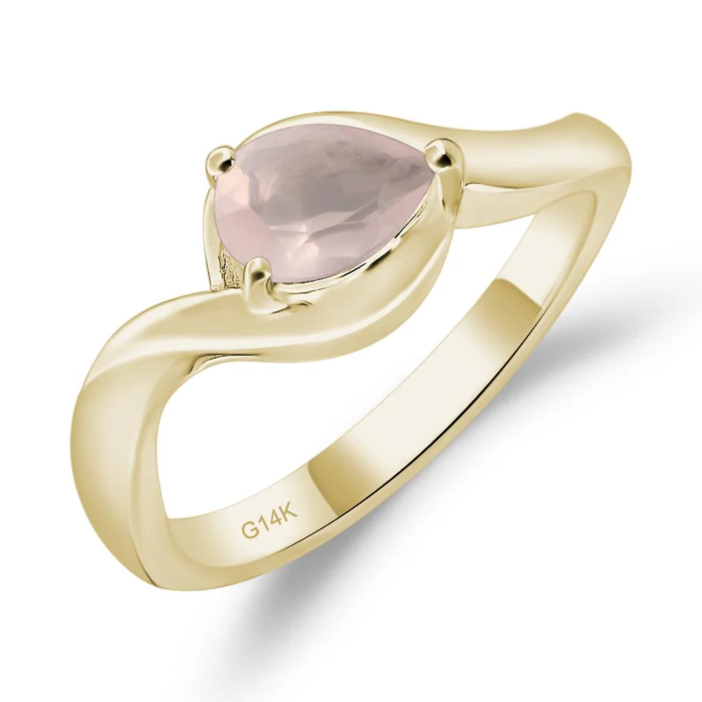 Rose Quartz Pear Solitaire Ring - Image 4