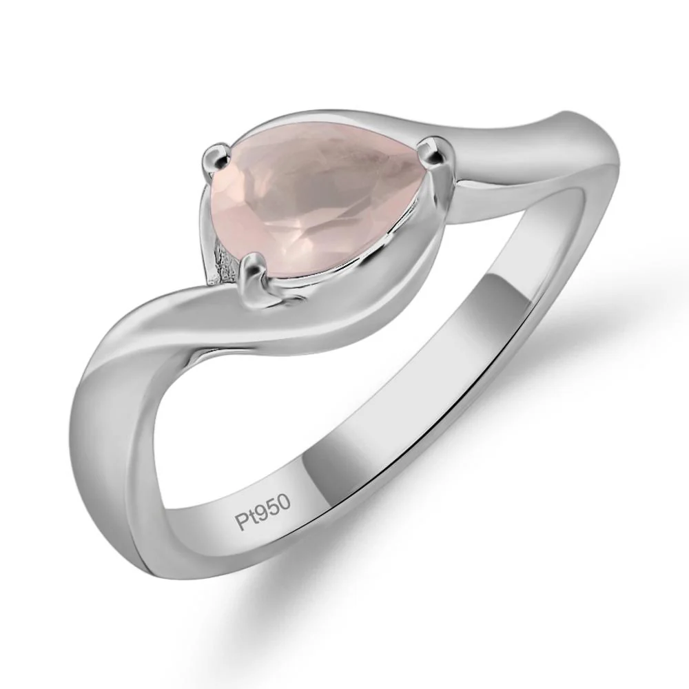 Rose Quartz Pear Solitaire Ring - Image 6