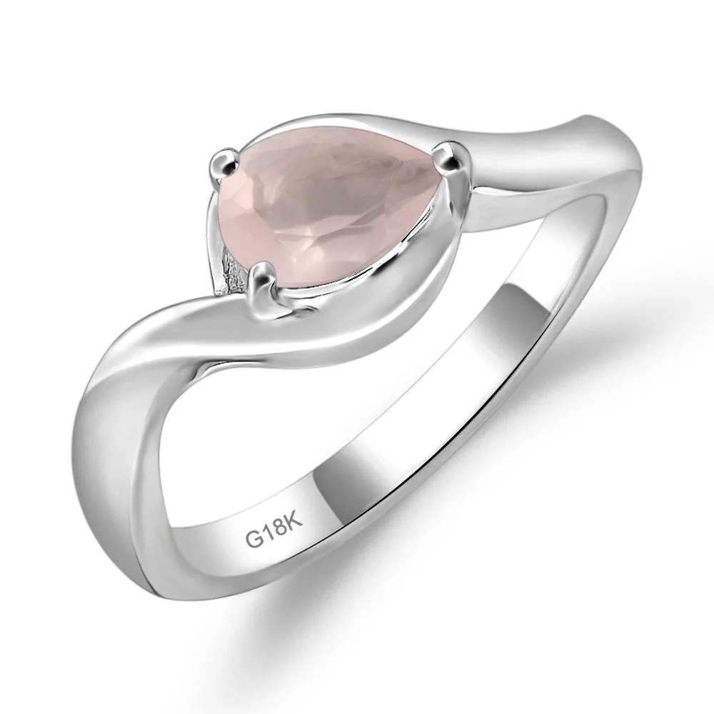 Rose Quartz Pear Solitaire Ring - Image 7